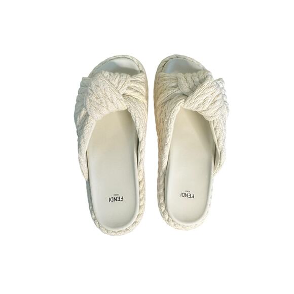 Fendi NIB Feel Knot Slide Sandal in Natural Size 39.5 - Picture 12 of 13